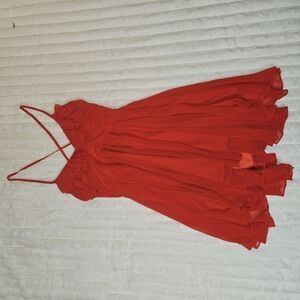 Elegant Red Chiffon Dress